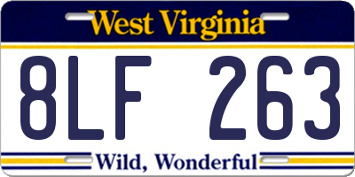 WV license plate 8LF263