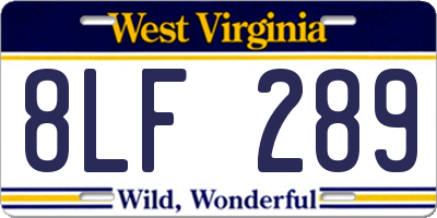 WV license plate 8LF289