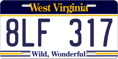 WV license plate 8LF317