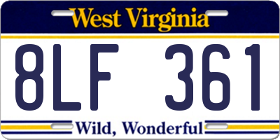 WV license plate 8LF361