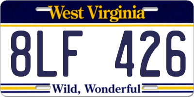 WV license plate 8LF426