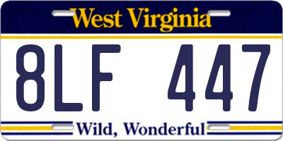 WV license plate 8LF447