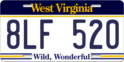 WV license plate 8LF520