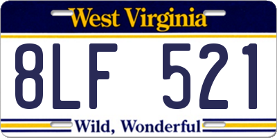 WV license plate 8LF521