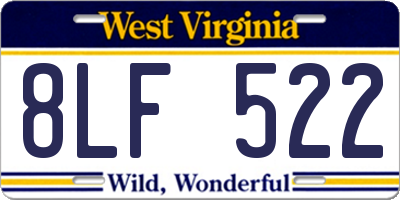 WV license plate 8LF522