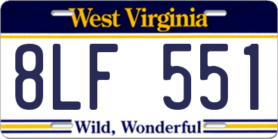 WV license plate 8LF551