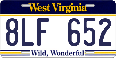 WV license plate 8LF652