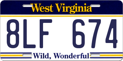 WV license plate 8LF674