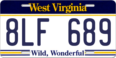WV license plate 8LF689