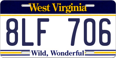WV license plate 8LF706