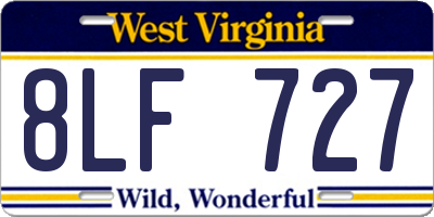 WV license plate 8LF727