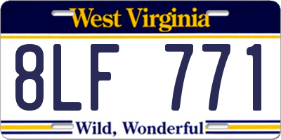 WV license plate 8LF771