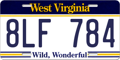WV license plate 8LF784