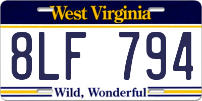 WV license plate 8LF794