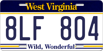 WV license plate 8LF804