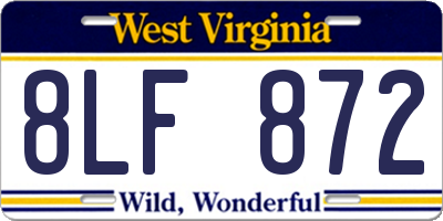WV license plate 8LF872