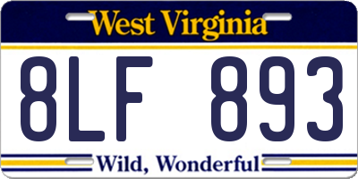 WV license plate 8LF893