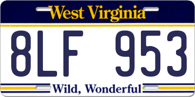 WV license plate 8LF953