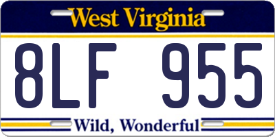 WV license plate 8LF955