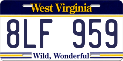 WV license plate 8LF959