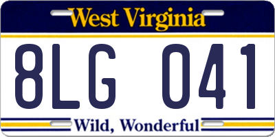 WV license plate 8LG041