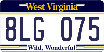 WV license plate 8LG075