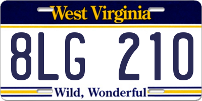 WV license plate 8LG210