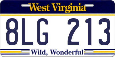 WV license plate 8LG213