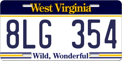 WV license plate 8LG354
