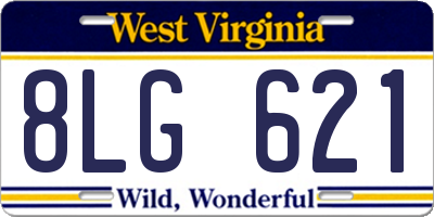 WV license plate 8LG621