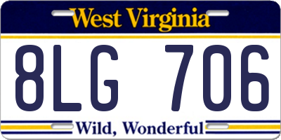 WV license plate 8LG706