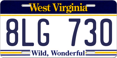WV license plate 8LG730