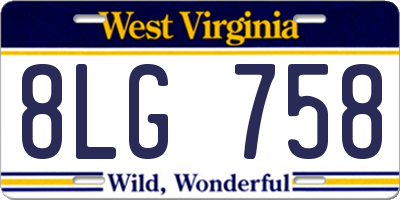 WV license plate 8LG758