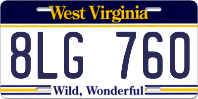 WV license plate 8LG760