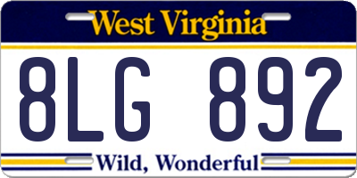 WV license plate 8LG892