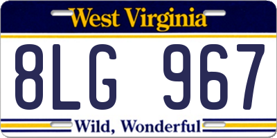 WV license plate 8LG967