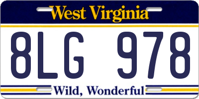 WV license plate 8LG978