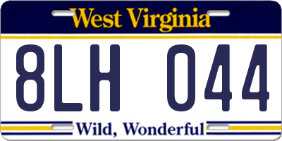 WV license plate 8LH044