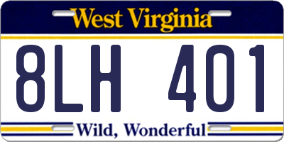 WV license plate 8LH401