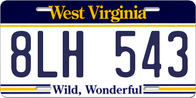 WV license plate 8LH543