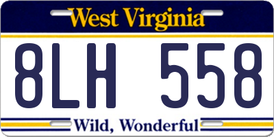 WV license plate 8LH558