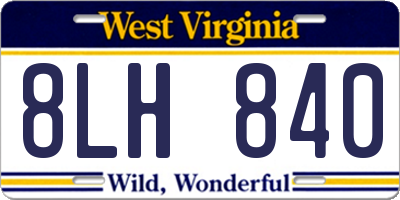 WV license plate 8LH840