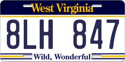 WV license plate 8LH847