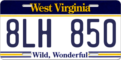 WV license plate 8LH850