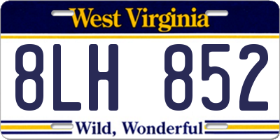 WV license plate 8LH852