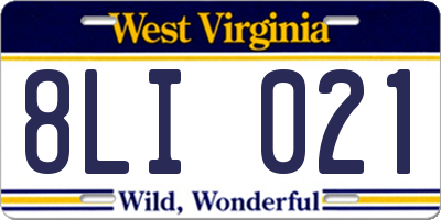 WV license plate 8LI021