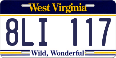 WV license plate 8LI117