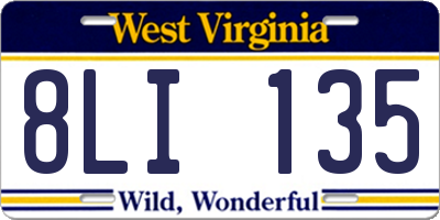 WV license plate 8LI135