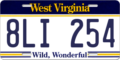 WV license plate 8LI254