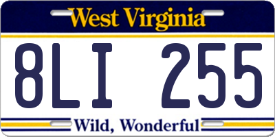 WV license plate 8LI255